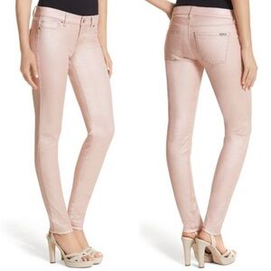 White House Black Market Coated Shimmer Skinny Pants Parfait Light Pink